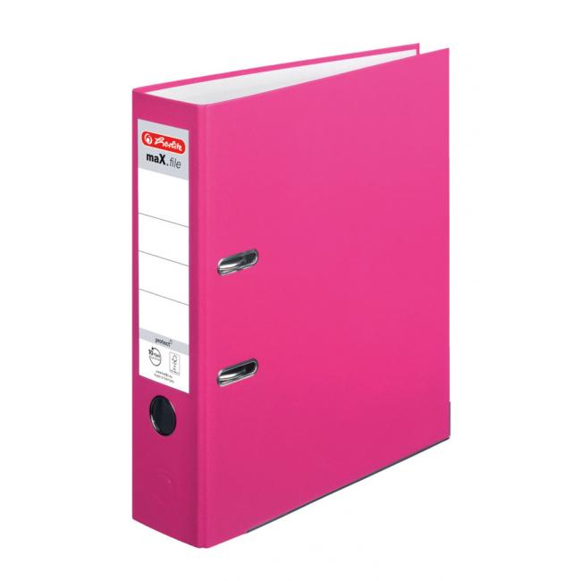 [HL053683] Herlitz maX.file Hebelordner, Farbblock, halbplastisch, 8 cm, indonesisches Rosa