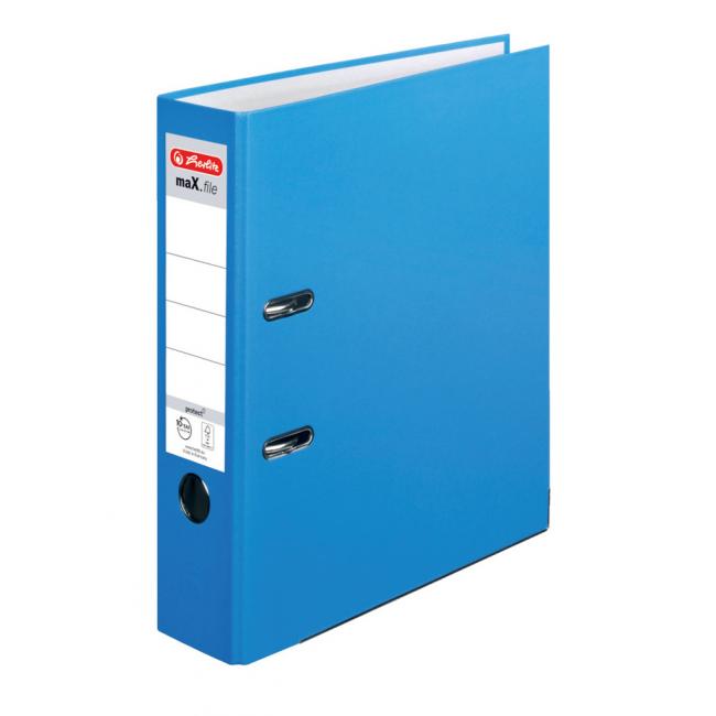 [HL094837] Herlitz maX.file Hebelordner, Farbblockierung, halbplastisch, 8 cm, Baltikumblau