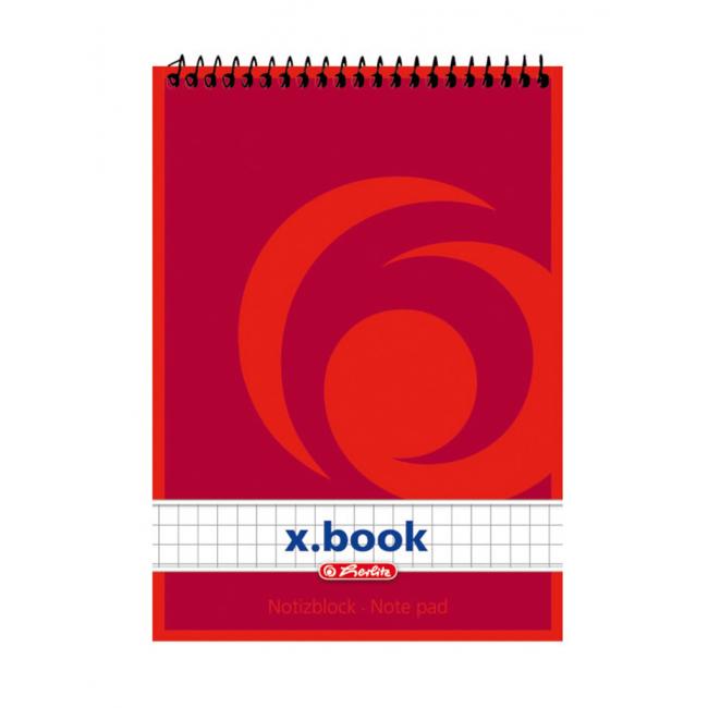 [HL110635] Herlitz Notizbuch mit Spiralbindung, A6, 50 Blatt, kariert