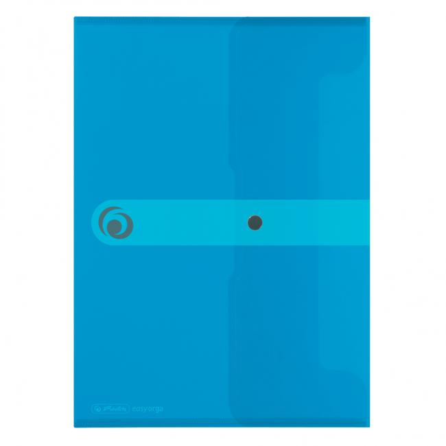 [HL206687] Kunststoffmappe A4 mit Druckknopf, Herlitz Easy Orga, transparent blau