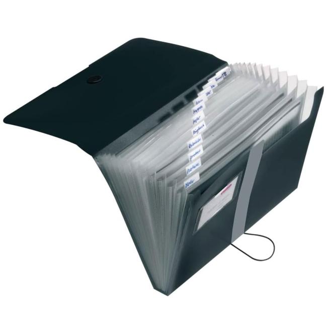 Herlitz Easy Orga Aktentasche aus Kunststoff mit Fächern, blickdicht schwarz