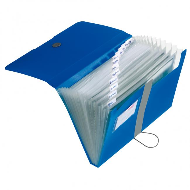 Herlitz Easy Orga Aktentasche aus Kunststoff mit Fächern, blickdicht blau