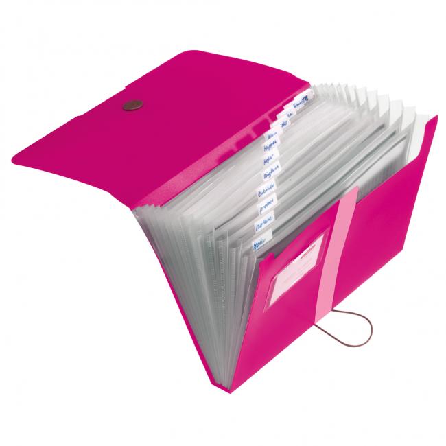 Herlitz Easy Orga Aktentasche aus Kunststoff mit Fächern, blickdicht rosa
