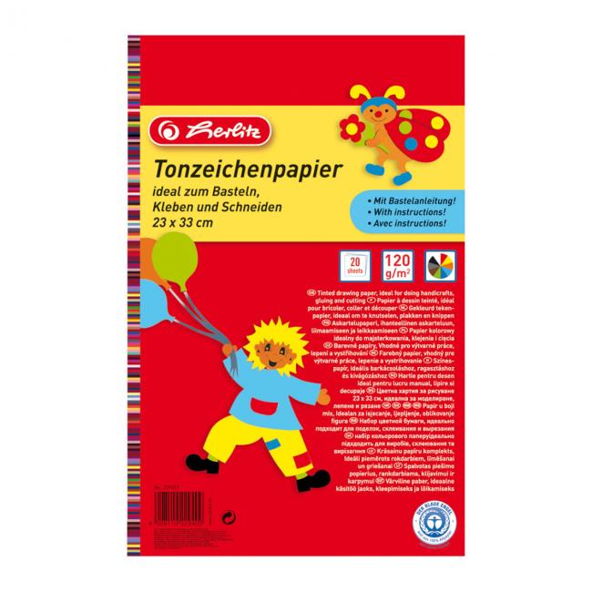 Herlitz farbiges Papier, 20 Blatt, 33 x 23 cm, Klebeblock, 120 g