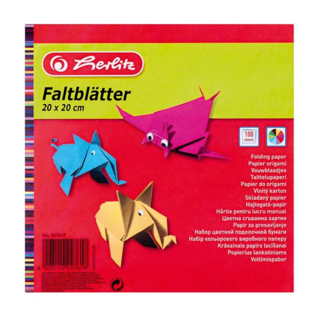Herlitz farbiges Papier, 100 Blatt, 10 Farben, 20 x 20 cm, 60 g