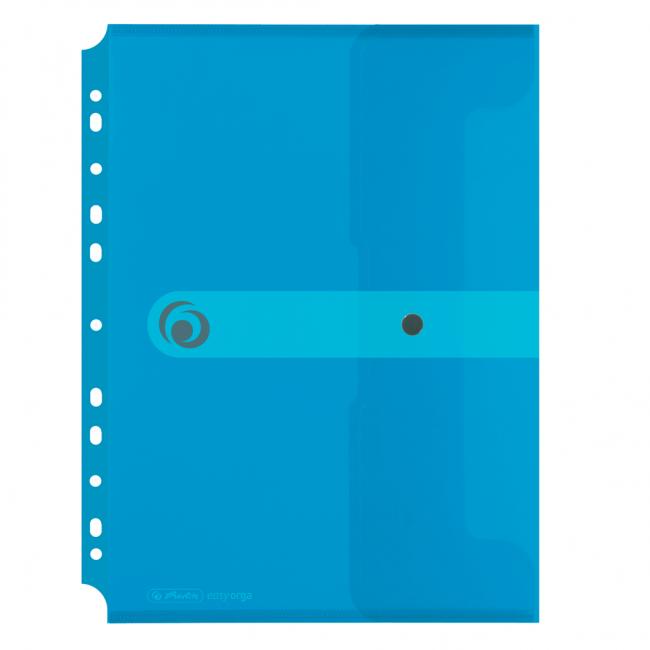 [HL292943] Kunststoffmappe A4 mit Noppen und Euro-Perforation, Herlitz Easy Orga, transparent blau