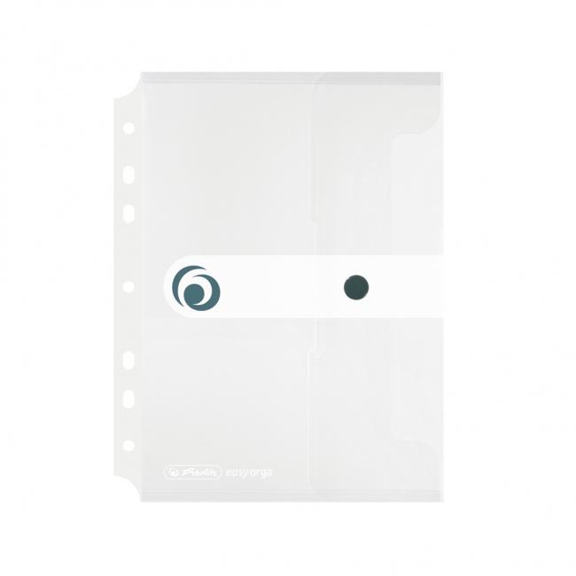 [HL293818] Kunststoffmappe A5 mit Druckknopf und Euro-Perforation, Herlitz Easy Orga transparent
