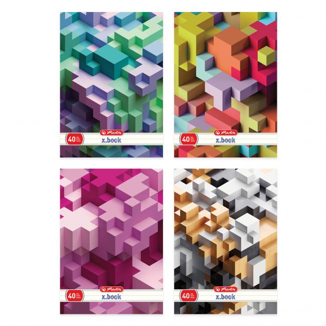 Herlitz Notizbuch A4, 40 Blatt, liniert, teilweise lackiert, Tetris-Motiv