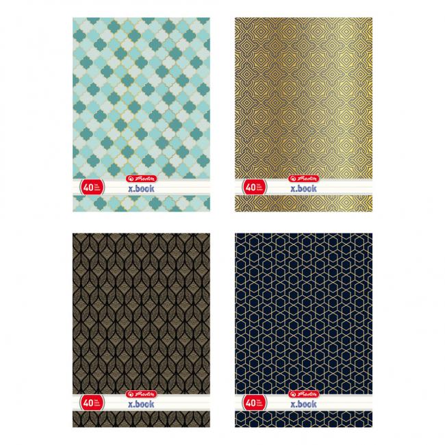 Herlitz Notizbuch A4, 40 Blatt, liniert, teilweise lackiert, 3D-UV-Art-Deco-Lackierung, verschiedene Motive