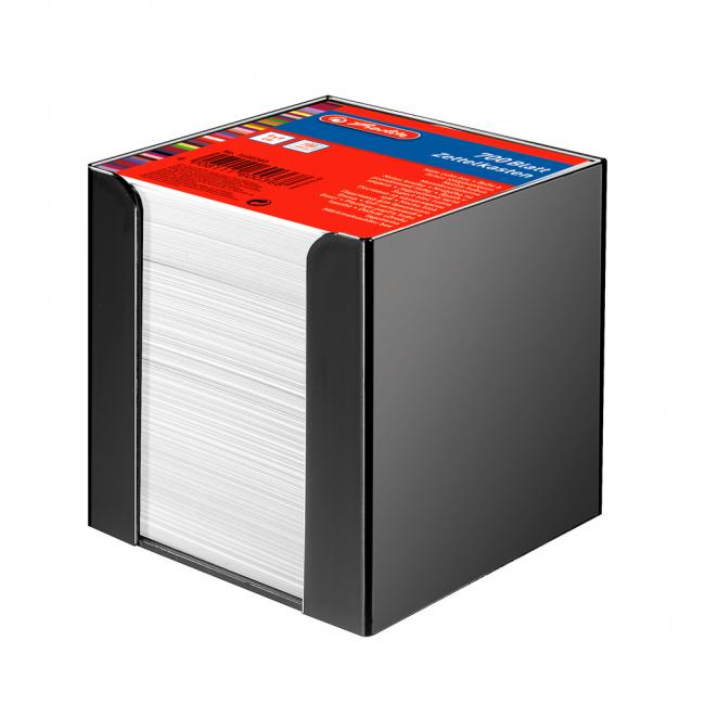[HL600360] Herlitz Würfel-Notizblock, lose, 90x90x90mm, weiß, in schwarzer Schachtel
