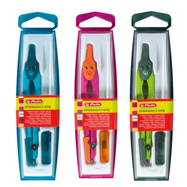 Herlitz-Kompass + Ersatzminen, verschiedene Farben