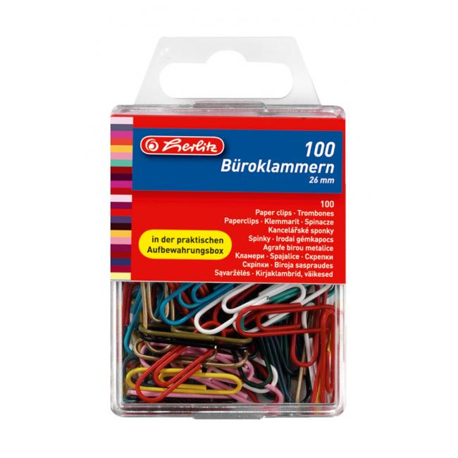 [HL760811] Herlitz Büroklammern 26 mm 100 Stück farbig
