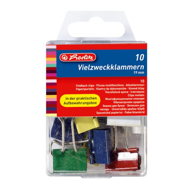 [HL770257] Herlitz Dokumentenklammern 19 mm farbig 10 Stück