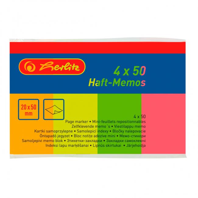 Herlitz-Lesezeichen aus Papier, 20 x 50 mm, 50 Stück, 4 Farben