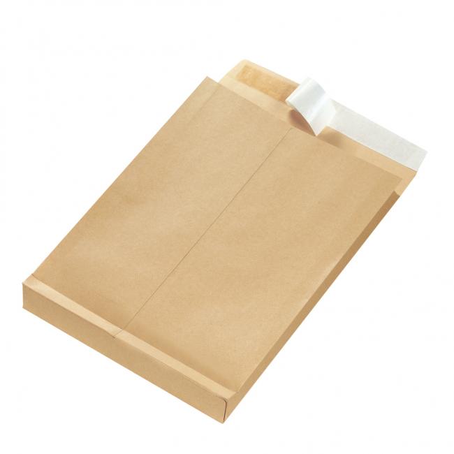 Herlitz B4-Tasche mit X-förmigem Boden und Abreißstreifen, 250 x 353 mm, 130 g, braun, 25 Stück