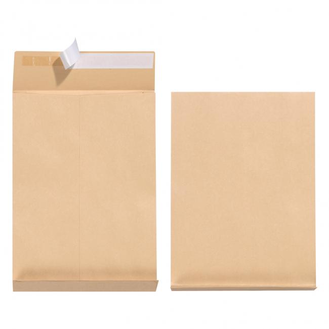 Herlitz B4-Tasche mit X-förmigem Boden und Abreißstreifen, 250 x 353 mm, 130 g, braun, 5 Stück