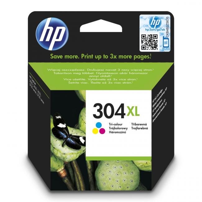 HP N9K07AE HP 304XL Color XL Tintenpatrone (300 Seiten) für DeskJet 2620/2630/3750/3760/3762