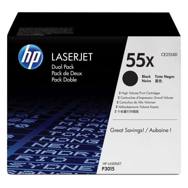 HP CE255XD HP 55X Doppelpack Schwarz (2 x 13.000 Seiten) für Enterprise P3015/LJ Pro M521/Enterprise M525
