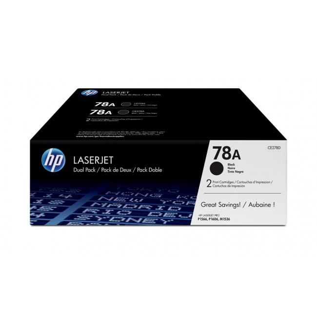 HP Toner CE278AD HP 78A Doppelpackung Schwarz (2 x 2.100 Seiten) für LaserJet Pro P1566/P1606dn