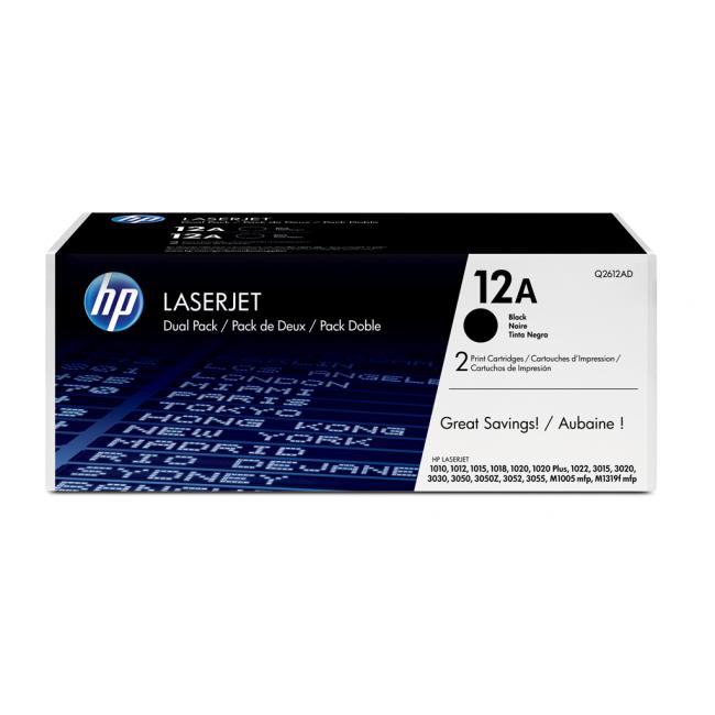 [HP002612] HP Toner Q2612AD Nr. 12A Doppelpackung (2×2000 Seiten) für LaserJet 1010/1020/3015/3020