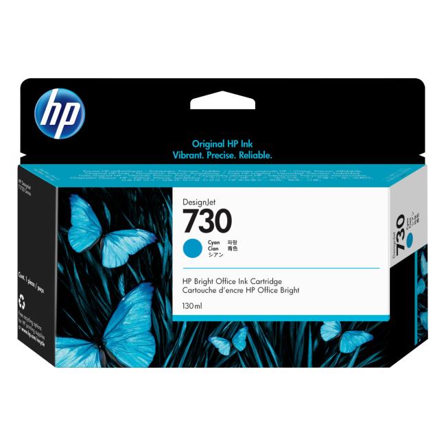 HP P2V62A HP 730 Cyan-Tintenpatrone (130 ml) für DesignJet T1600, T1700, T2600