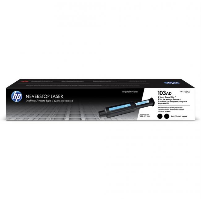 Toner-Nachfüllset W1103AD HP103AD Doppelpackung Schwarz (2 x 2.500 Seiten) für Neverstop Laser 1000w/MFP 1200w