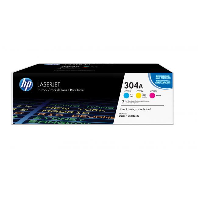 [HP372000] CF372AM HP 304A Toner-Set (CC531A+CC532A+CC533A) für CLJ CP2025/CM2320