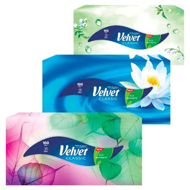 VELVET Classic 2-lagige Kosmetiktücher, 100 Stück