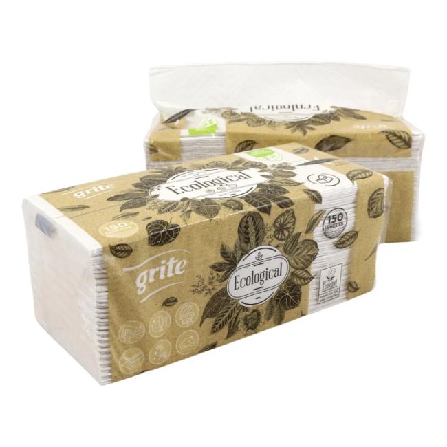 Papierhandtücher, gefaltet, 2-lagig, ökologisch, 150 Stück