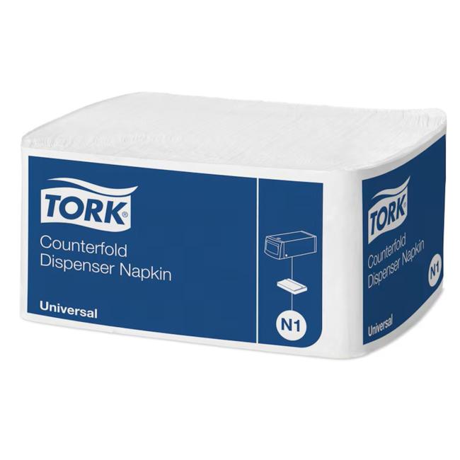 Papierservietten, einlagig. TORK Counterfold weiß N1, 30 x 33 cm, 300 Stück.