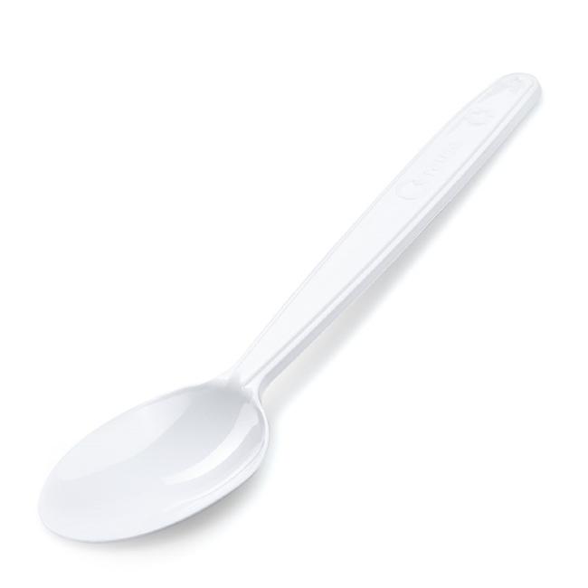 [HY022005] Wiederverwendbare Kaffeelöffel aus Kunststoff, weiß, 13 cm (50 Stück)