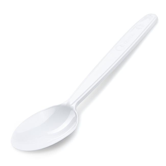 [HY022006] Wiederverwendbare Plastiklöffel, weiß, 18,5 cm (50 Stück)