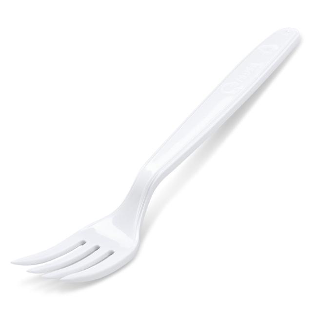 [HY022007] Wiederverwendbare Kunststoffgabeln, weiß, 18,5 cm (50 Stück)