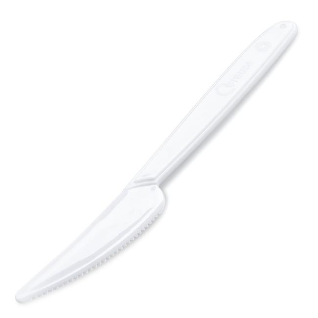 [HY022008] Wiederverwendbare Kunststoffmesser, weiß, 18,5 cm (50 Stück)
