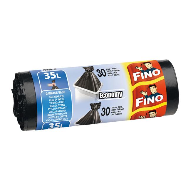 FINO Economy 35 l Ziplock-Beutel, 8 Mikron, 49 x 60 cm, schwarz (30 Stück)