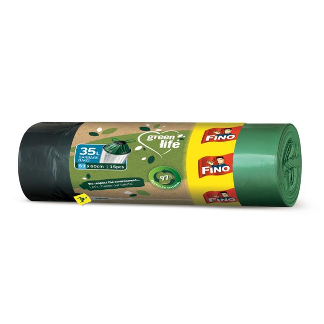 [HY030957] FINO Green Life Easy Einziehbare Taschen 35 l, 22 µm, 53 x 60 cm (15 Stück)