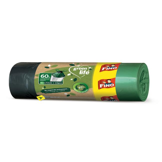 [HY030958] FINO Green Life Easy Einziehbare Taschen 60 l, 27 µm, 63 x 72 cm (10 Stück)