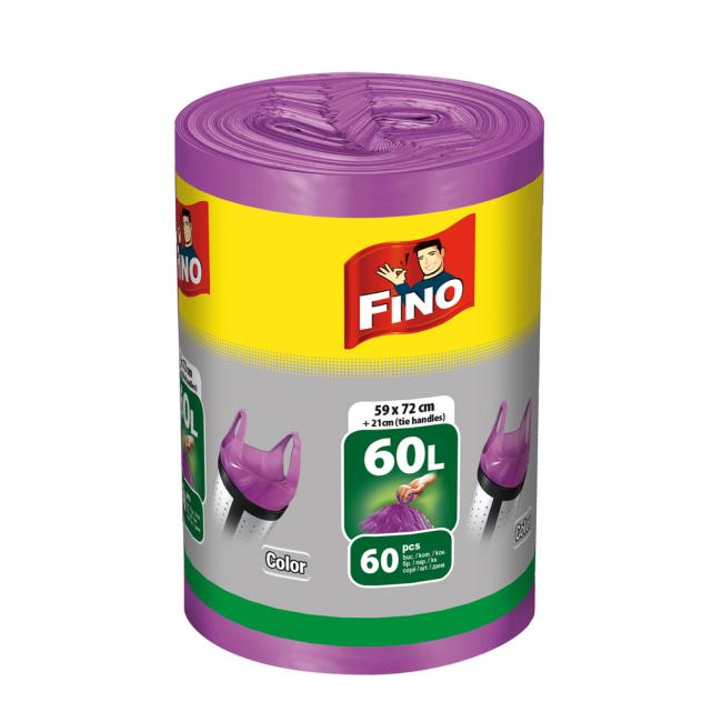 FINO Color 60 l Ziplock-Beutel, 13 µm, 59 x 72 cm, lila (60 Stück)