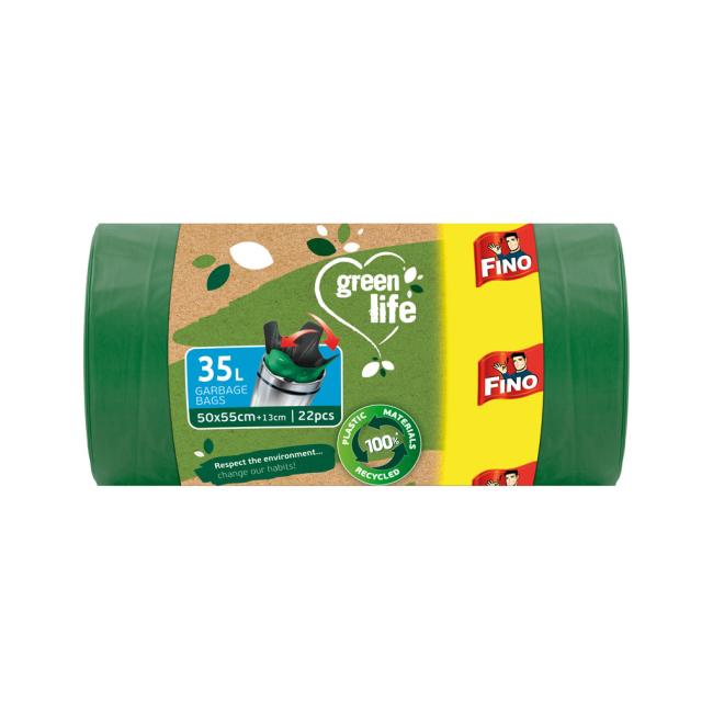 FINO Green Life Easy 35 l, 22 µm, 50 x 55 cm (22 Stück) Beutel zum Zubinden