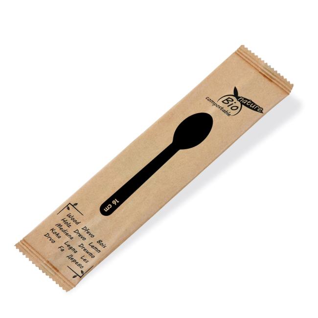 [HY040026] Holzlöffel 16 cm, einzeln verpackt (100 Stück).