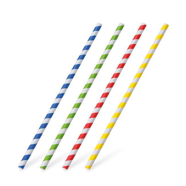 [HY040806] Spiralförmige Papierstrohhalme, verschiedene Farben, 6 mm x 20 cm (25 Stück)