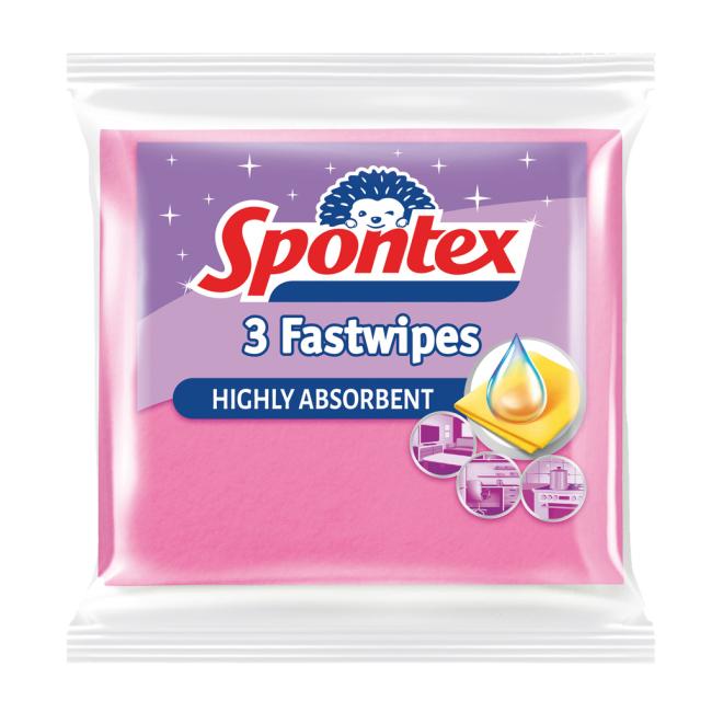 [HY044015] Spontex Fast Wipes Viskose-Feuchttücher, 3 Stück