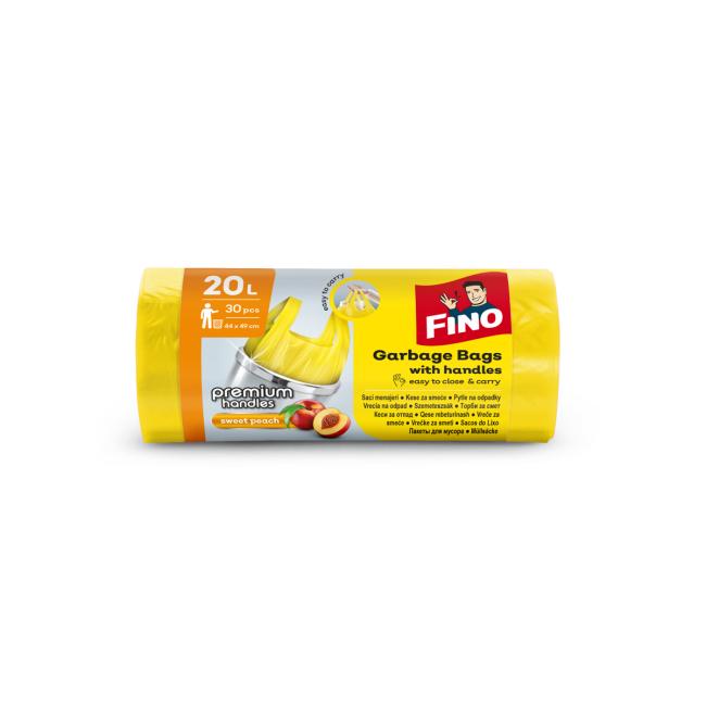 FINO Premium Aromatische Beutel mit Henkeln, 20 l, 7 µm, 44 x 50 cm, gelb (30 Stück)
