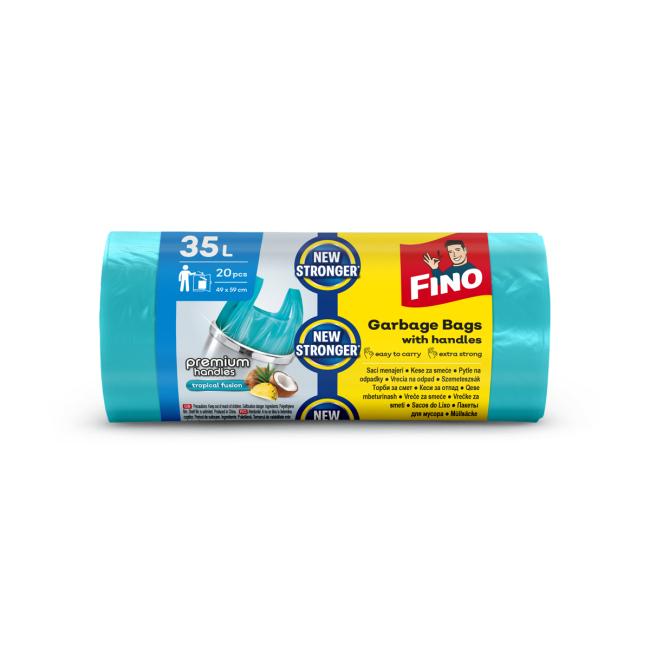 FINO Premium Aromatische Beutel mit Henkeln, 35 l, 10 µm, 49 x 60 cm, grün (20 Stück)