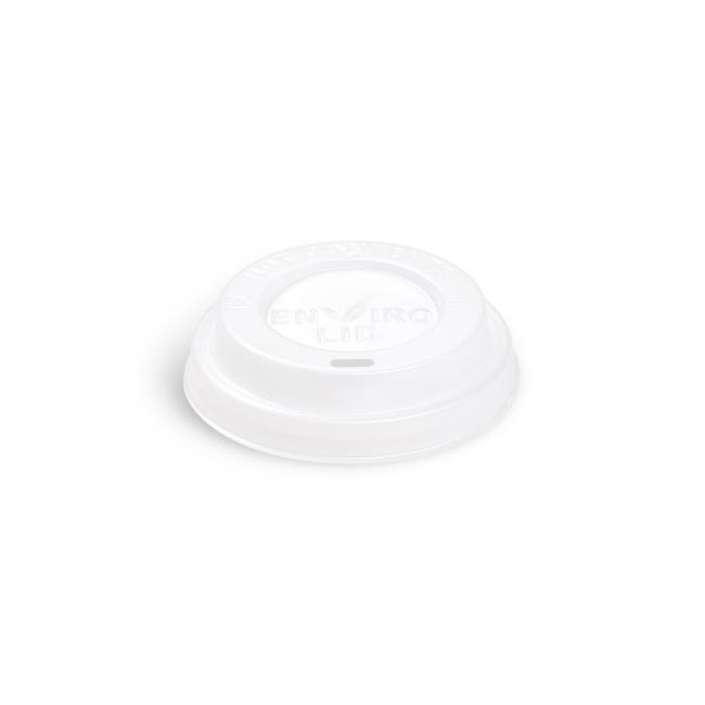 [HY076593] Konvexer weißer Deckel für Becher (PLA) BIO Durchmesser 80 mm (100 Stück)