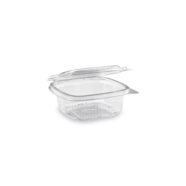 [HY077602] Rechteckige, transparente Schüssel mit Deckel, 250 ml, PET (50 Stück)