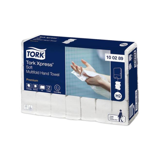 Papierhandtücher, gefaltet ZZ, 2-lagig. TORK Xpress Multifold fein (21 Packungen à 150 Blatt)