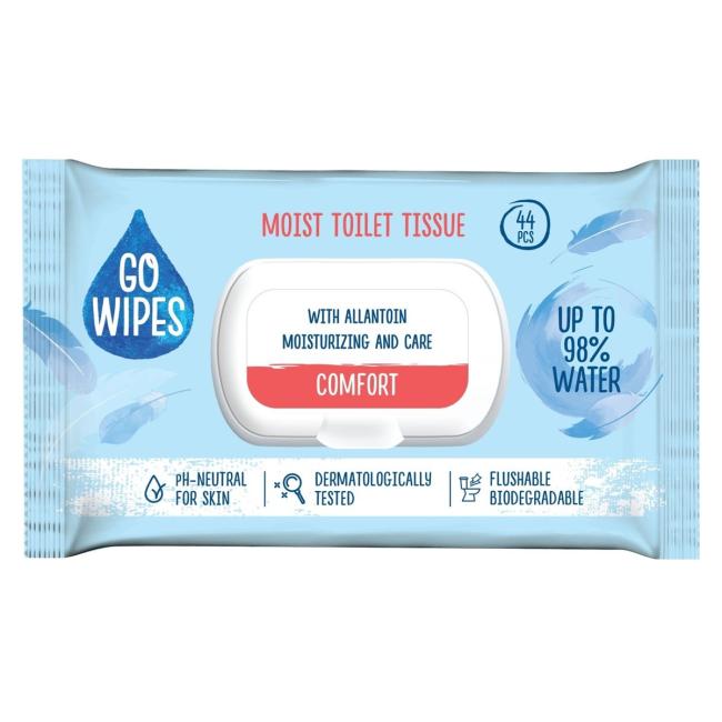 [HY100612] Comfort Feuchtes Toilettenpapier mit Allantoin für beruhigende Wirkung, 44 Stück