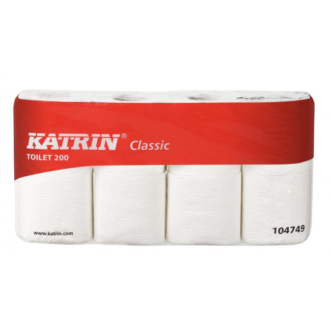 Toilettenpapier 2-lagig KATRIN Classic Toilet 200, Rolle 23 m (8 Stück)