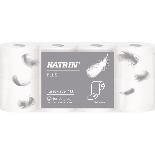 Toilettenpapier 2-lagig Katrin Plus 160, Rolle 18 m (8 Stück)